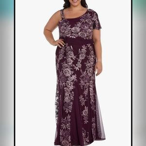 R&M Richards Elegant Floral Sequin Gown